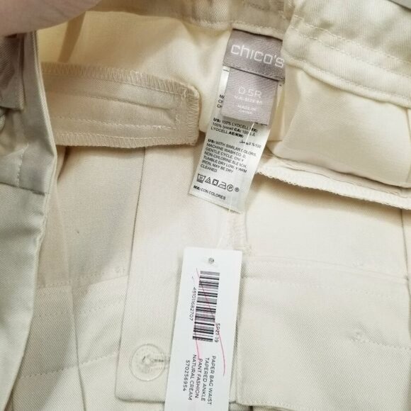 Chicos Womens Straight Leg Pants Size 6R / 0.5R Lyocell Blend Natural‎ Cream - Picture 3 of 11